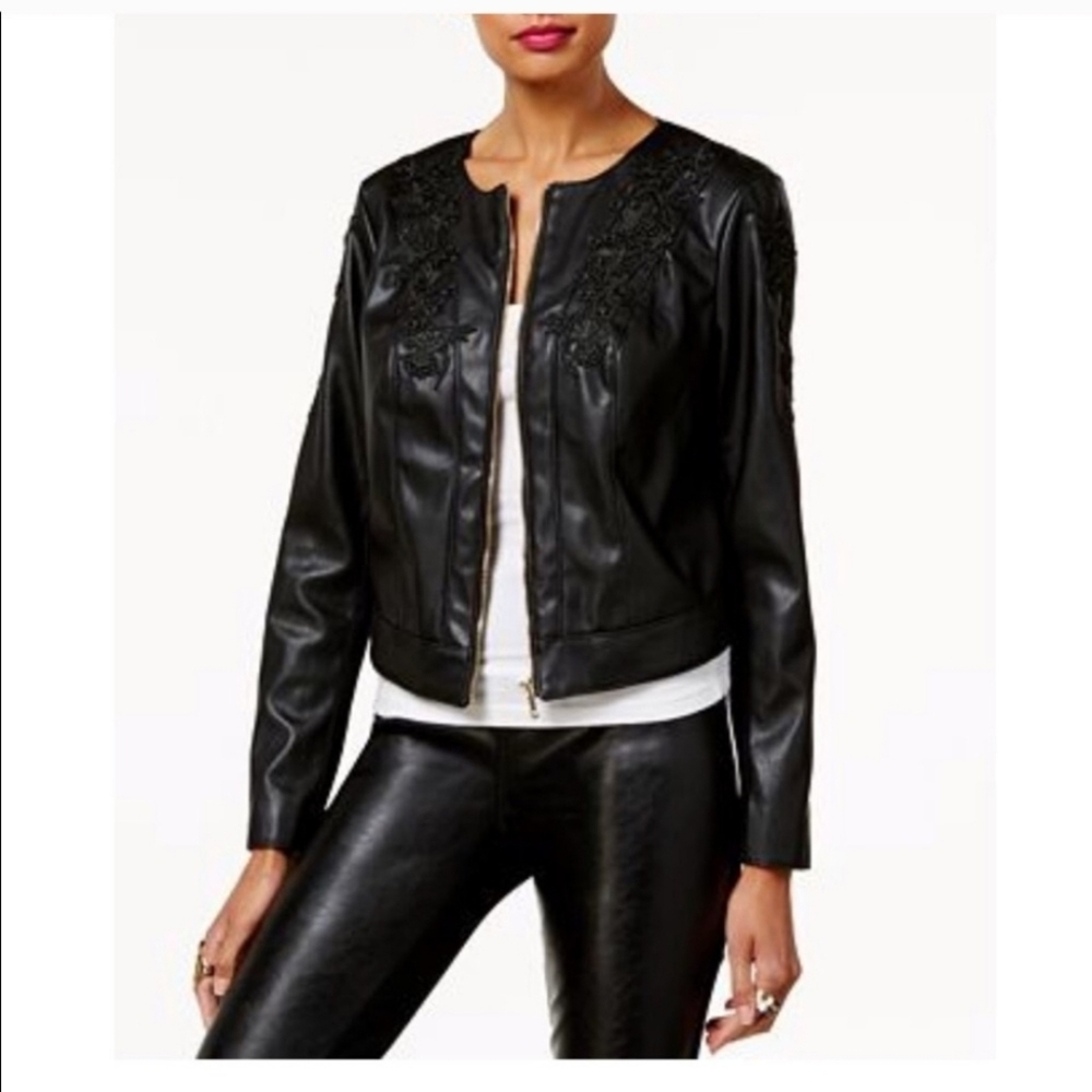 Thalia Sodi Black Embellished Leather Jacket